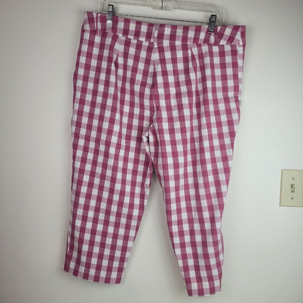Time and Tru pink white gingham check capri pants zip front pockets pinup 18 - Picture 4 of 11